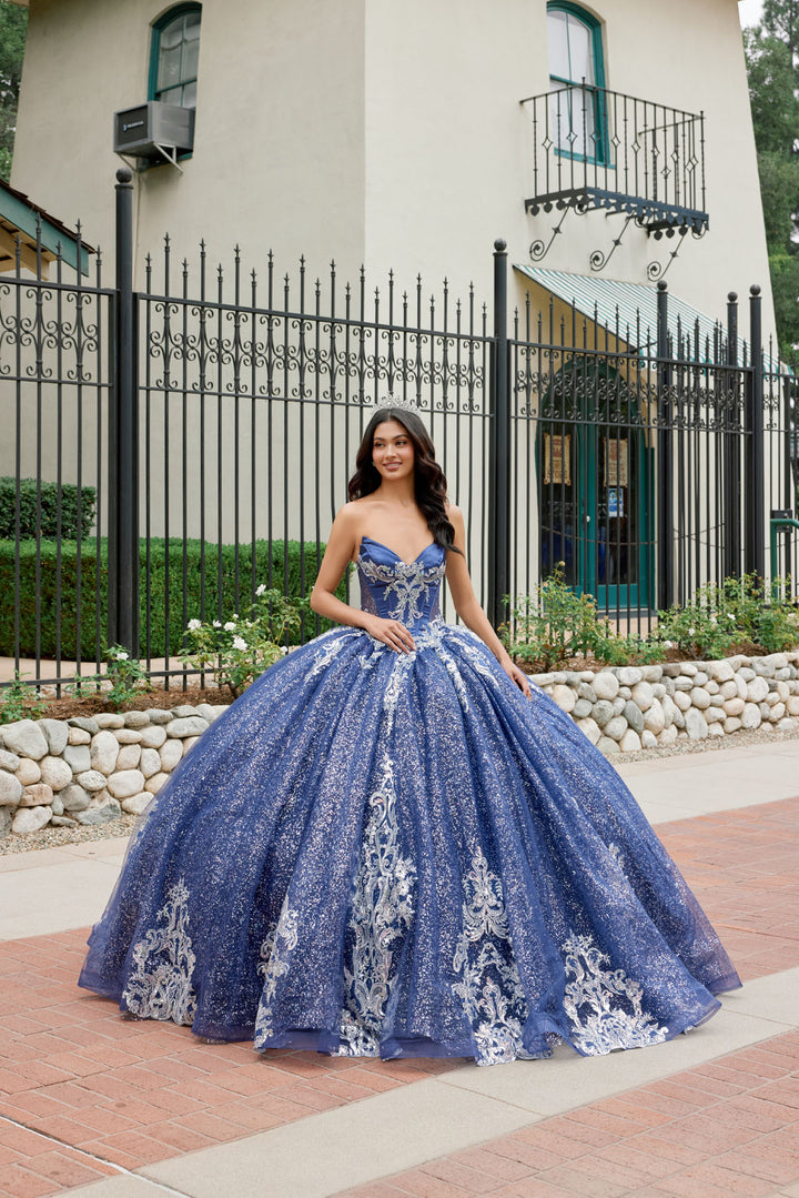 Juliet JT1512H sweetheart applique glitter ball gown quinceanera dress front view