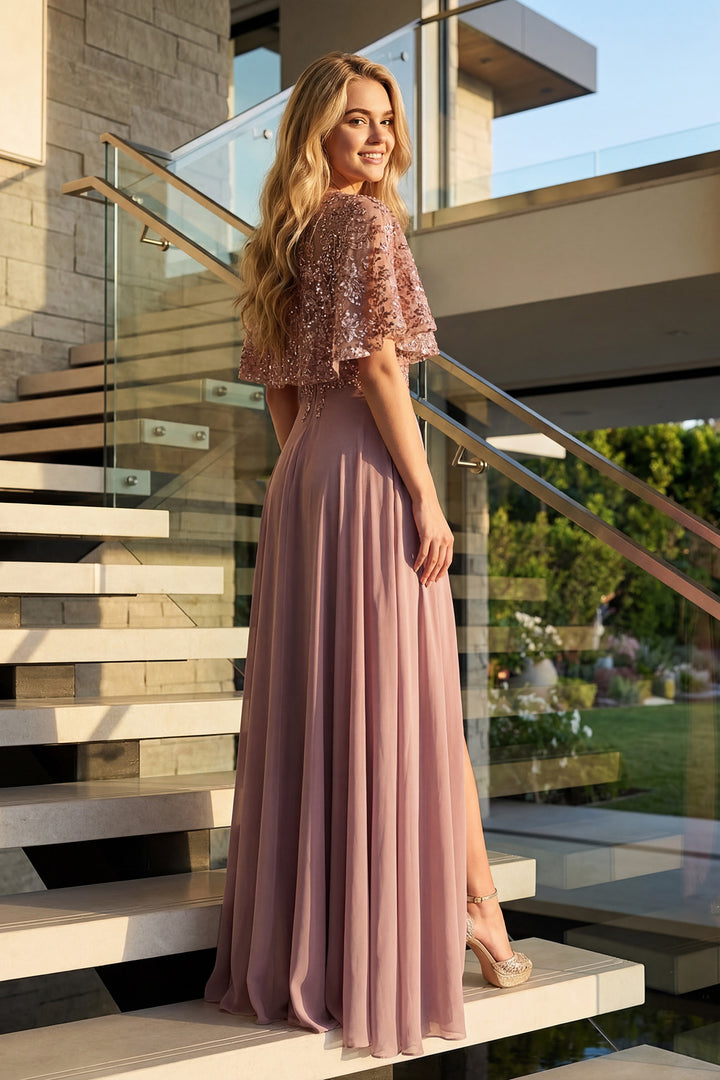 Juliet JTM21L beaded two-piece mother of the bride dress back view with beaded overlay