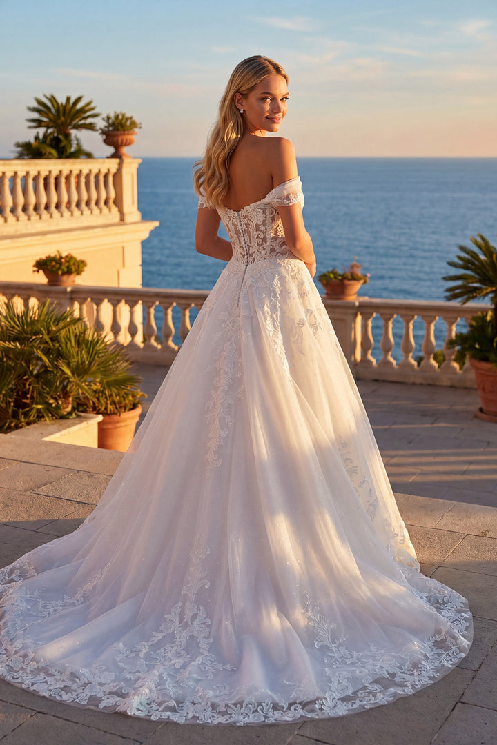 Juliet JT2634LW bridal gown back view with train