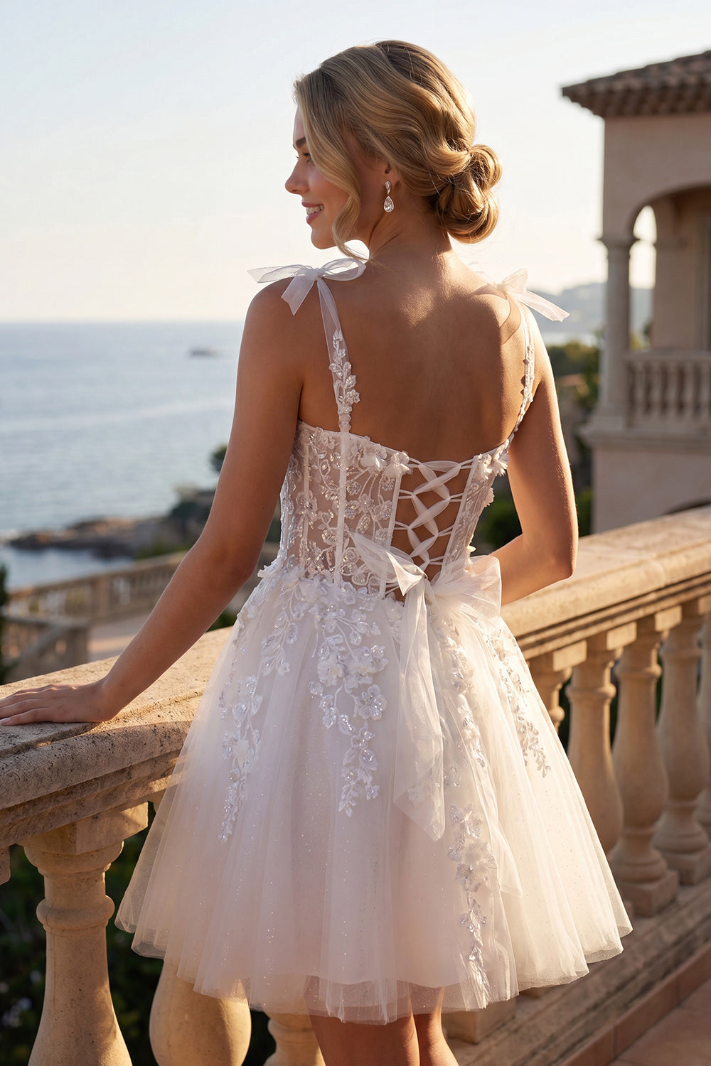 Juliet JT972LW baby doll homecoming dress back view with lace-up back