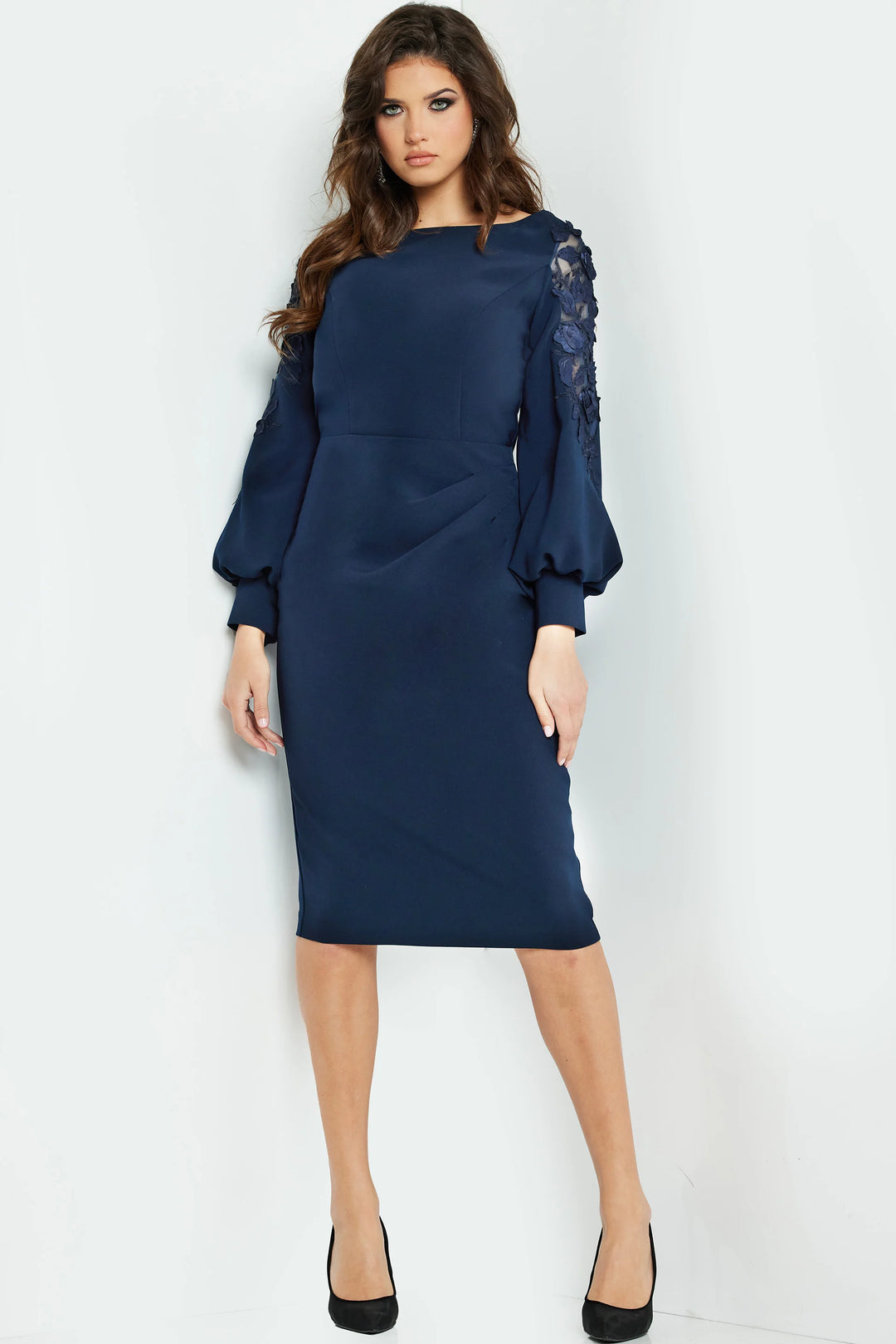 Jovani 09471 Fitted Knee Length Ruched Dress