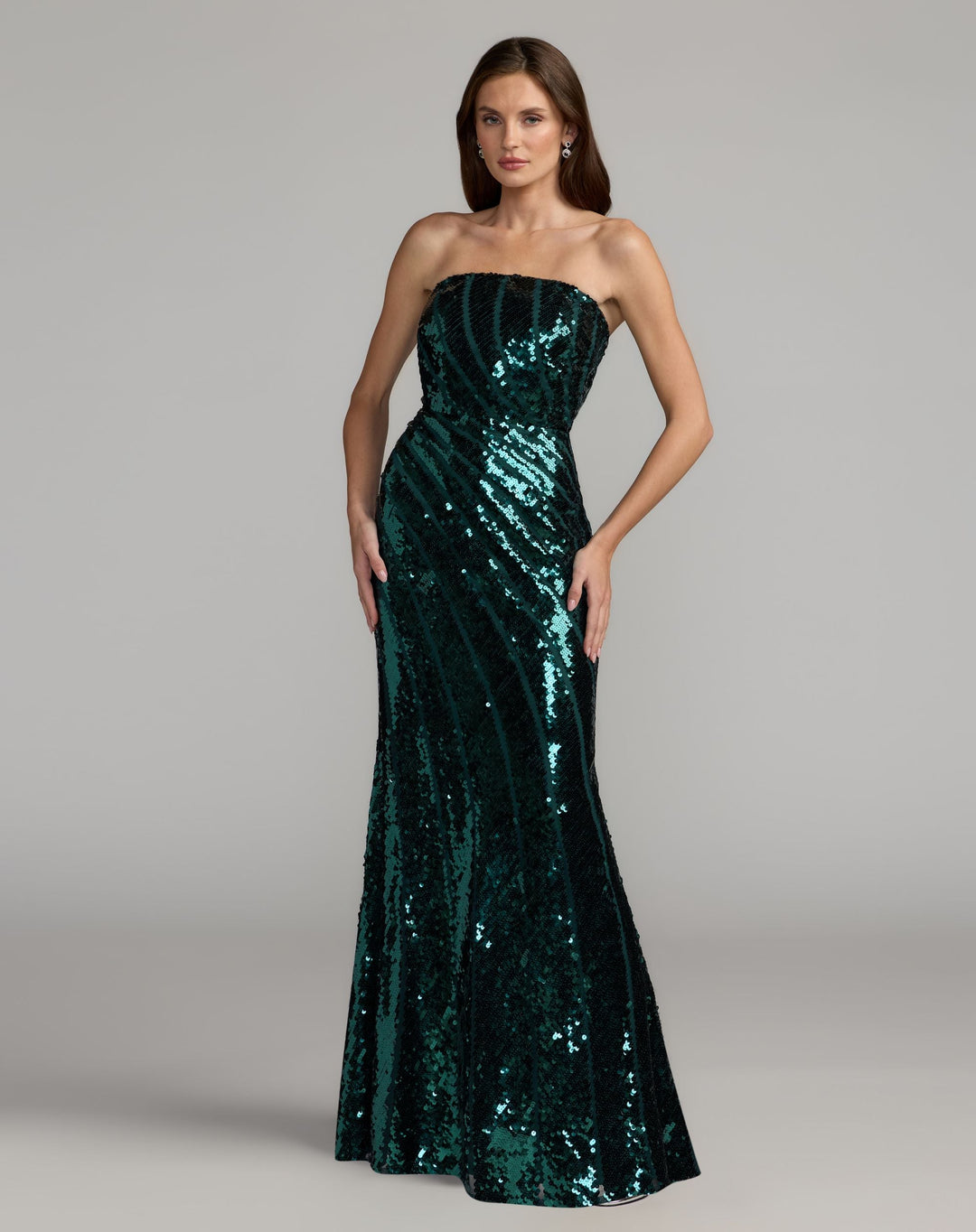 Mac Duggal 10130 Strapless Diagonal Sequin Column Gown