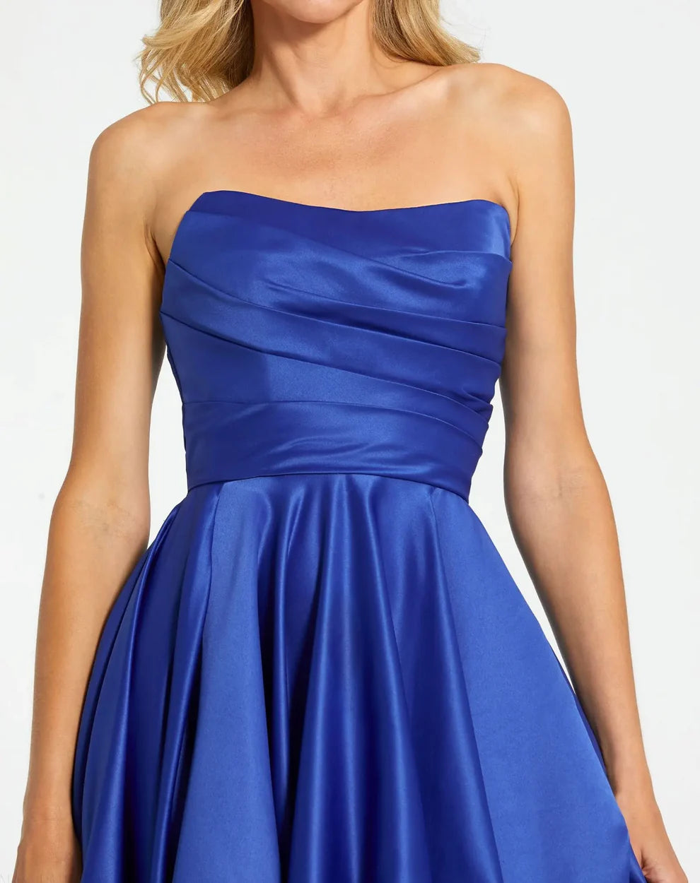 Mac Duggal 11685 Black Strapless Ruched High Low Gown