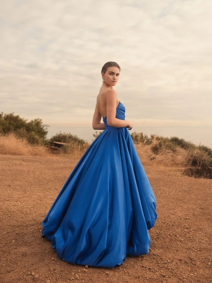 Mac Duggal 11685 Black Strapless Ruched High Low Gown
