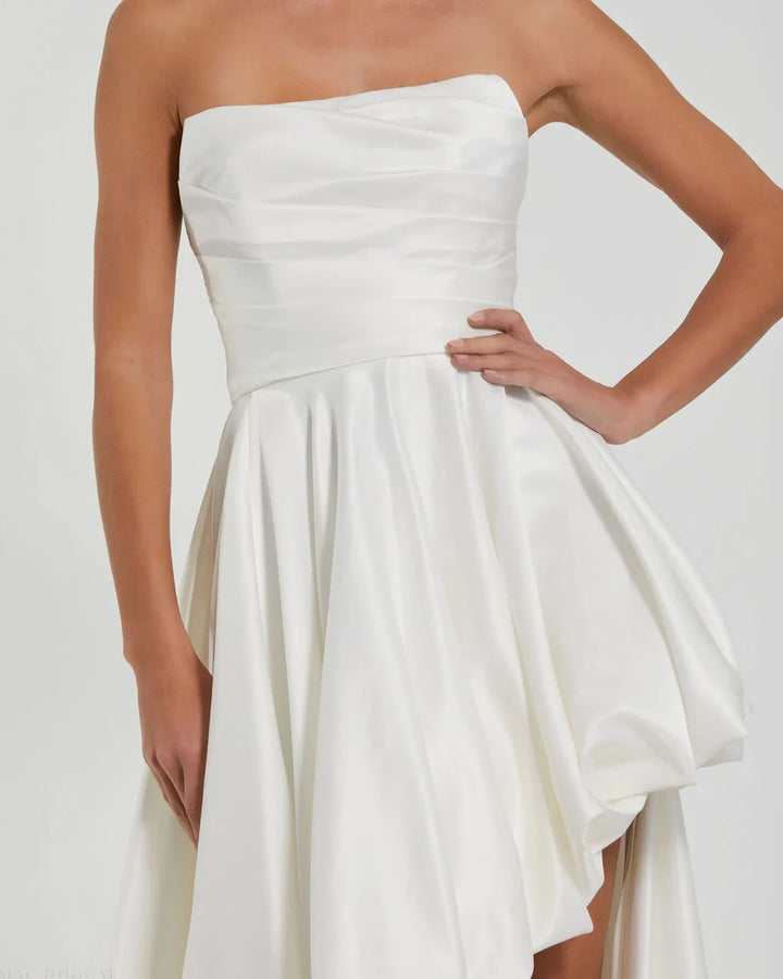 Mac Duggal 11685 Black Strapless Ruched High Low Gown