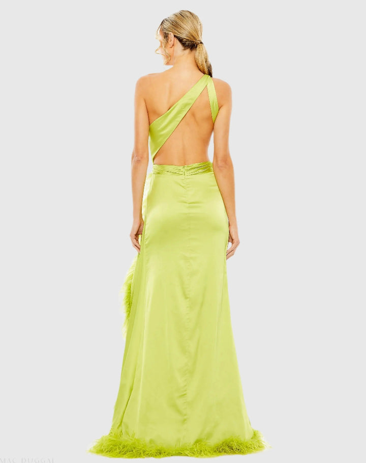 Mac Duggal 11689 One Shoulder Key Hole Detail With Feather Lining