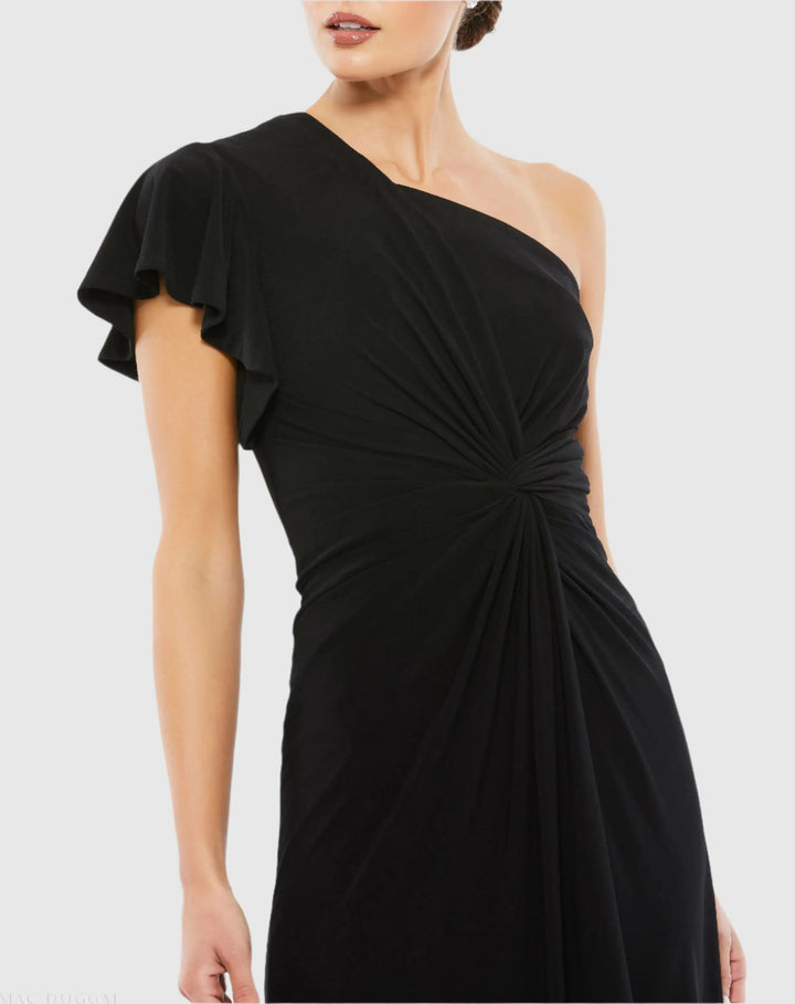 Mac Duggal A12480 One Shoulder Midi Length Jersey Dress