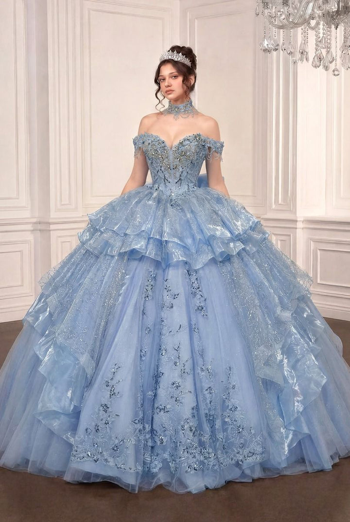 Ladivine 15742 Convertible Off-Shoulder Corset Quinceañera Ball Gown to Mini Dress