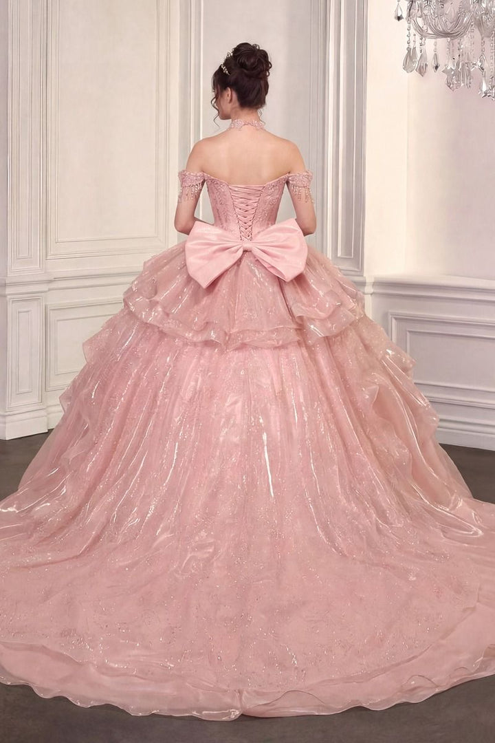 Ladivine 15742 Convertible Off-Shoulder Corset Quinceañera Ball Gown to Mini Dress