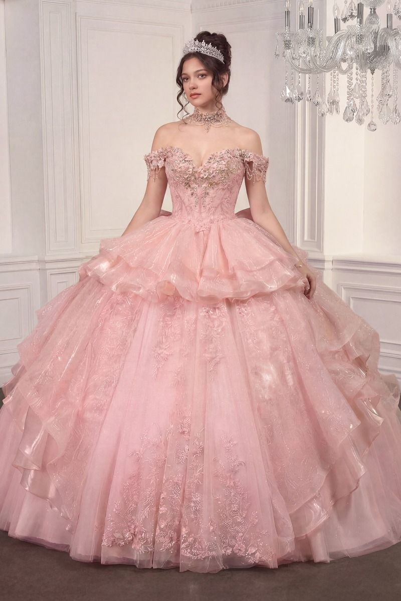 Ladivine 15742 Convertible Off-Shoulder Corset Quinceañera Ball Gown to Mini Dress