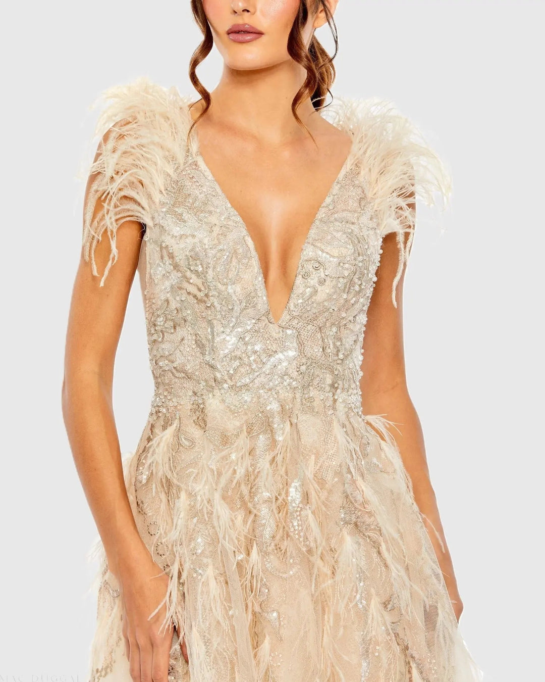 Mac Duggal 20259 Embellished Feathered Sleeveless A Line Gown