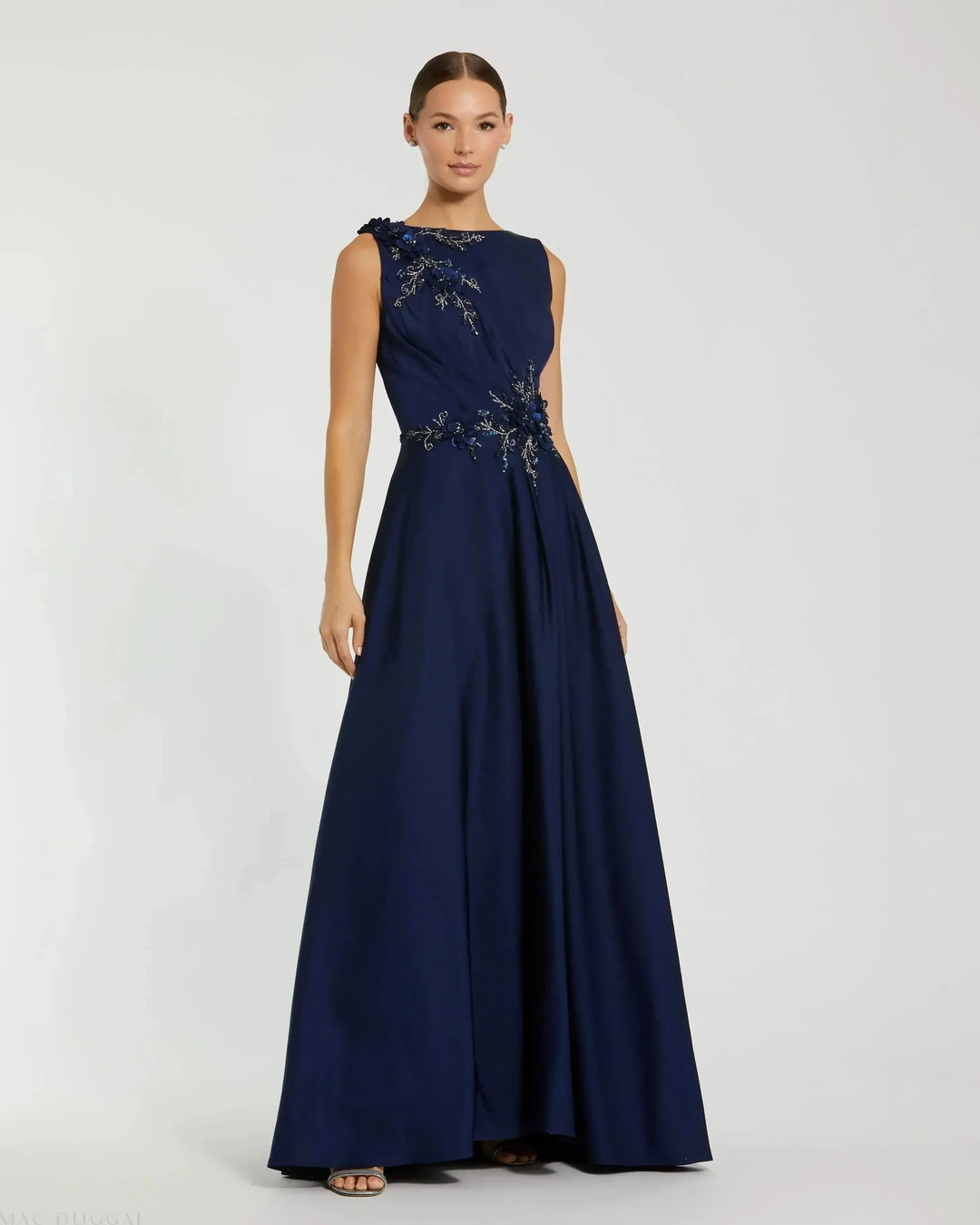 Mac Duggal 20365 Floral Applique Sleeveless A Line Gown
