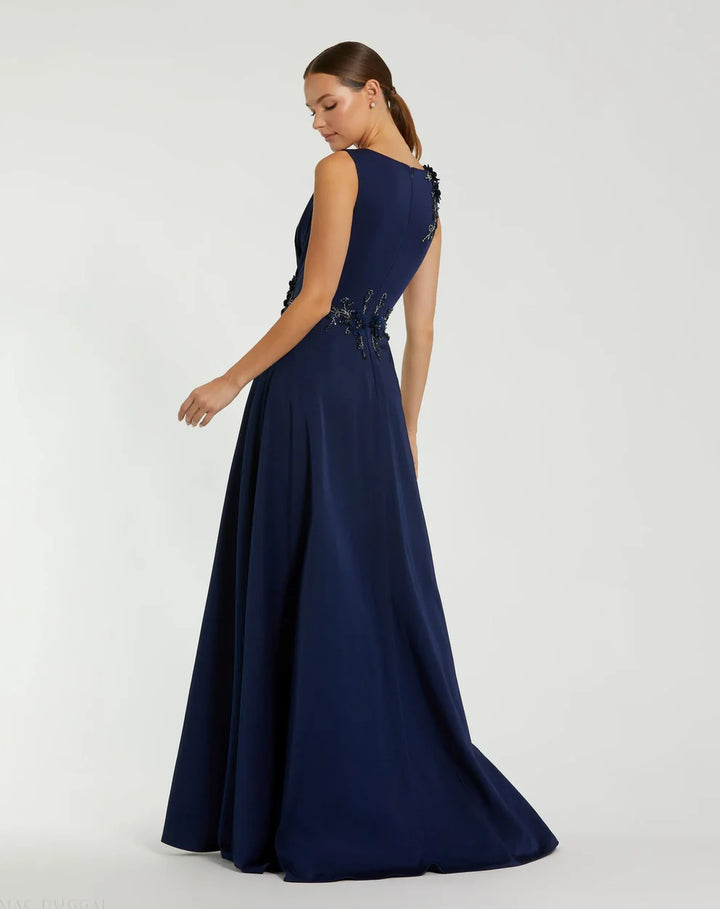 Mac Duggal 20365 Floral Applique Sleeveless A Line Gown