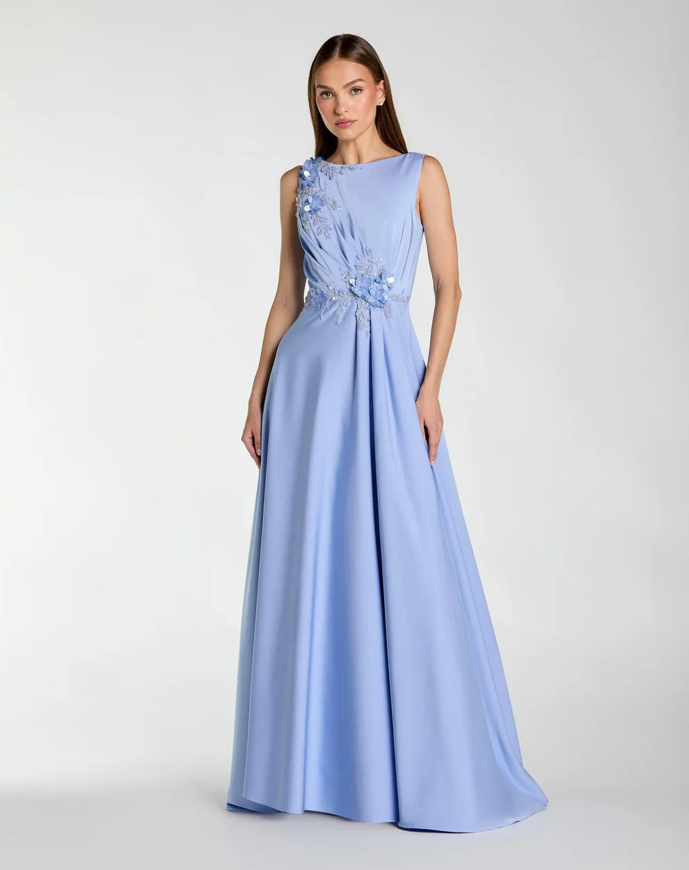Mac Duggal 20365 Floral Applique Sleeveless A Line Gown