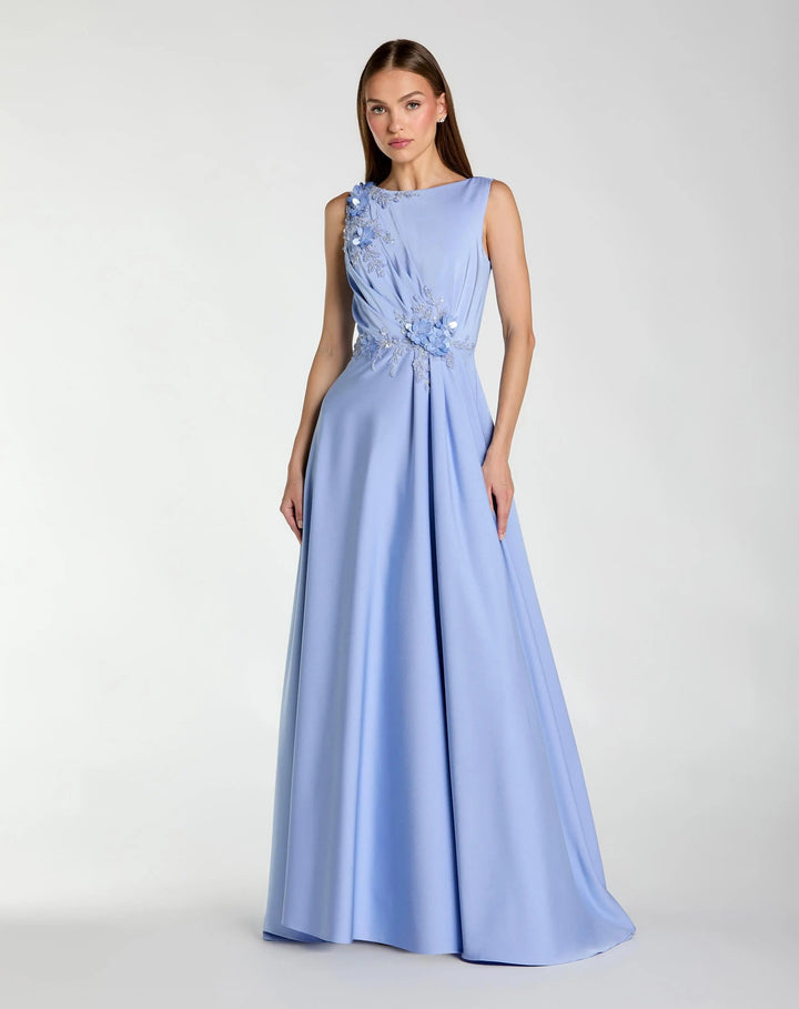 Mac Duggal 20365 Floral Applique Sleeveless A Line Gown