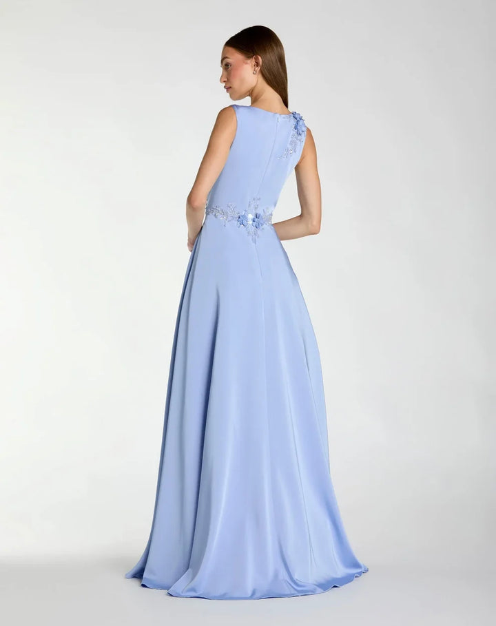 Mac Duggal 20365 Floral Applique Sleeveless A Line Gown