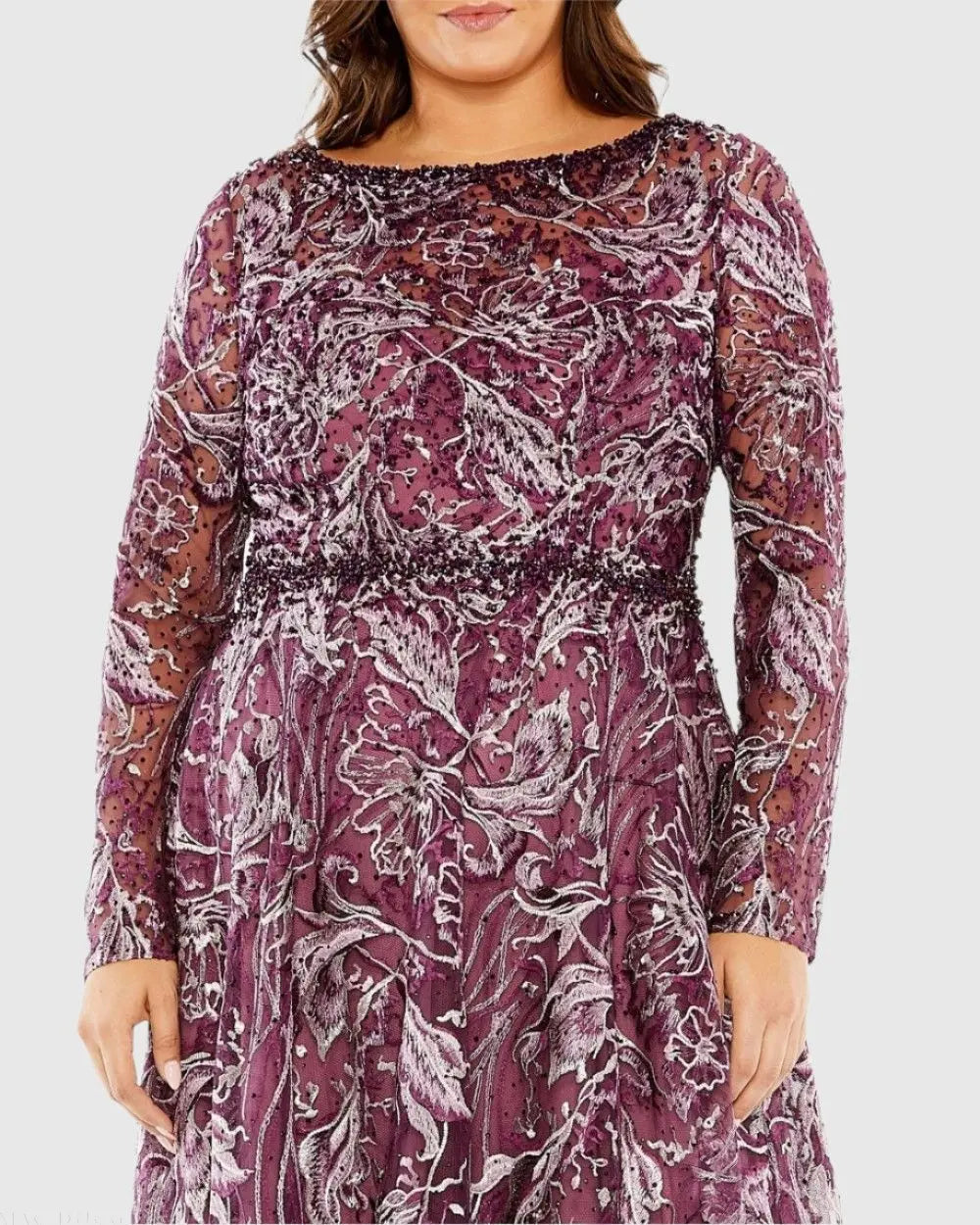 Mac Duggal 20468 Long Sleeve High Neck Embroidered Gown