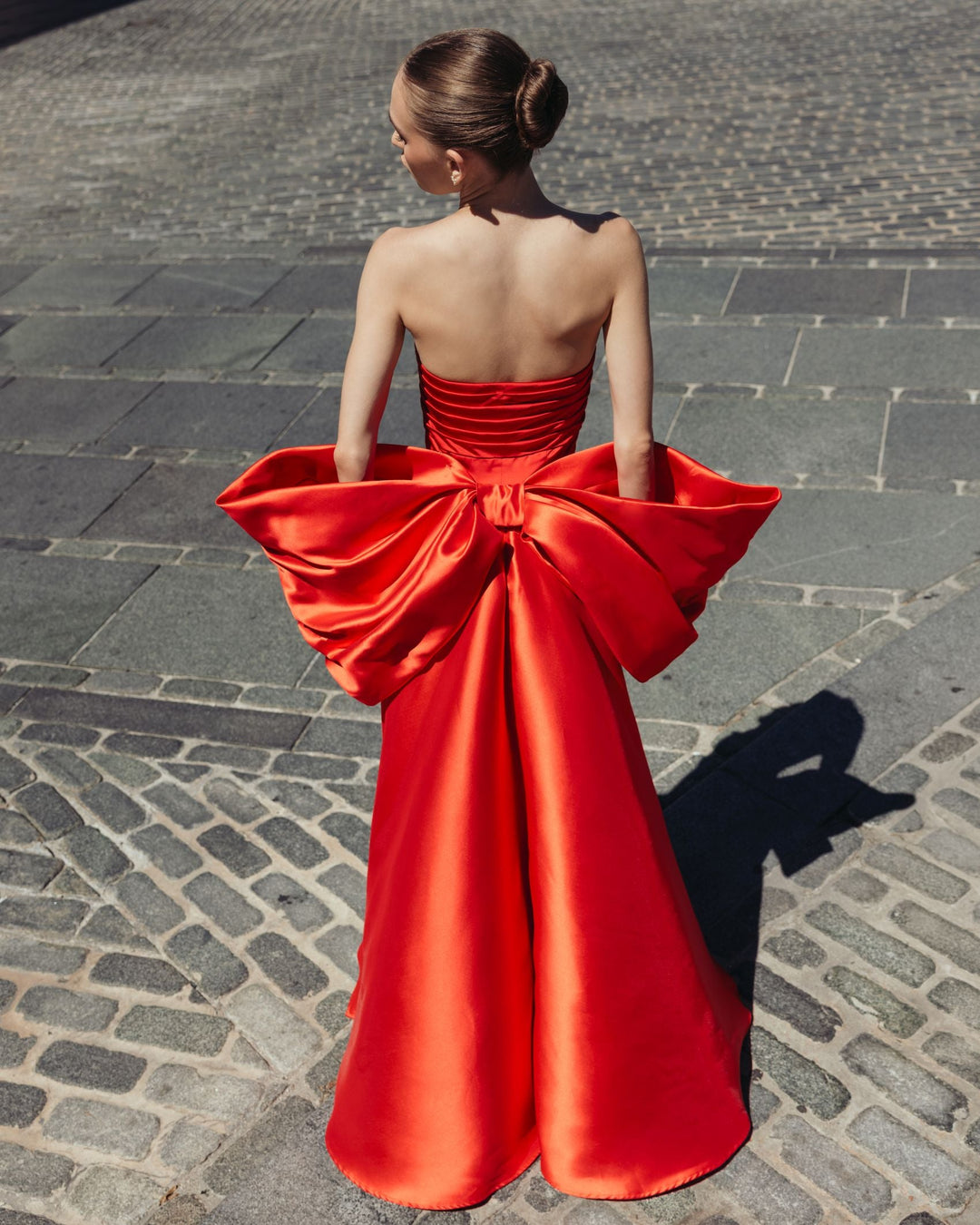 Mac Duggal 21192 Satin Column Gown With Oversized Bow