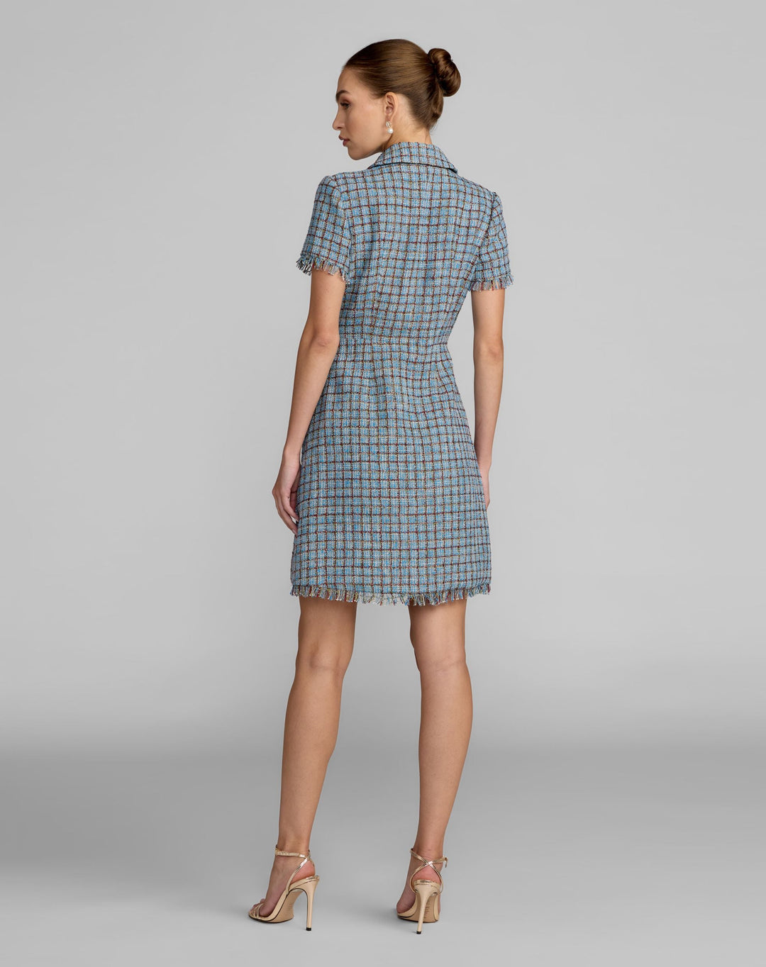 Mac Duggal 21221	Blue Short Sleeve Collared Mini Dress
