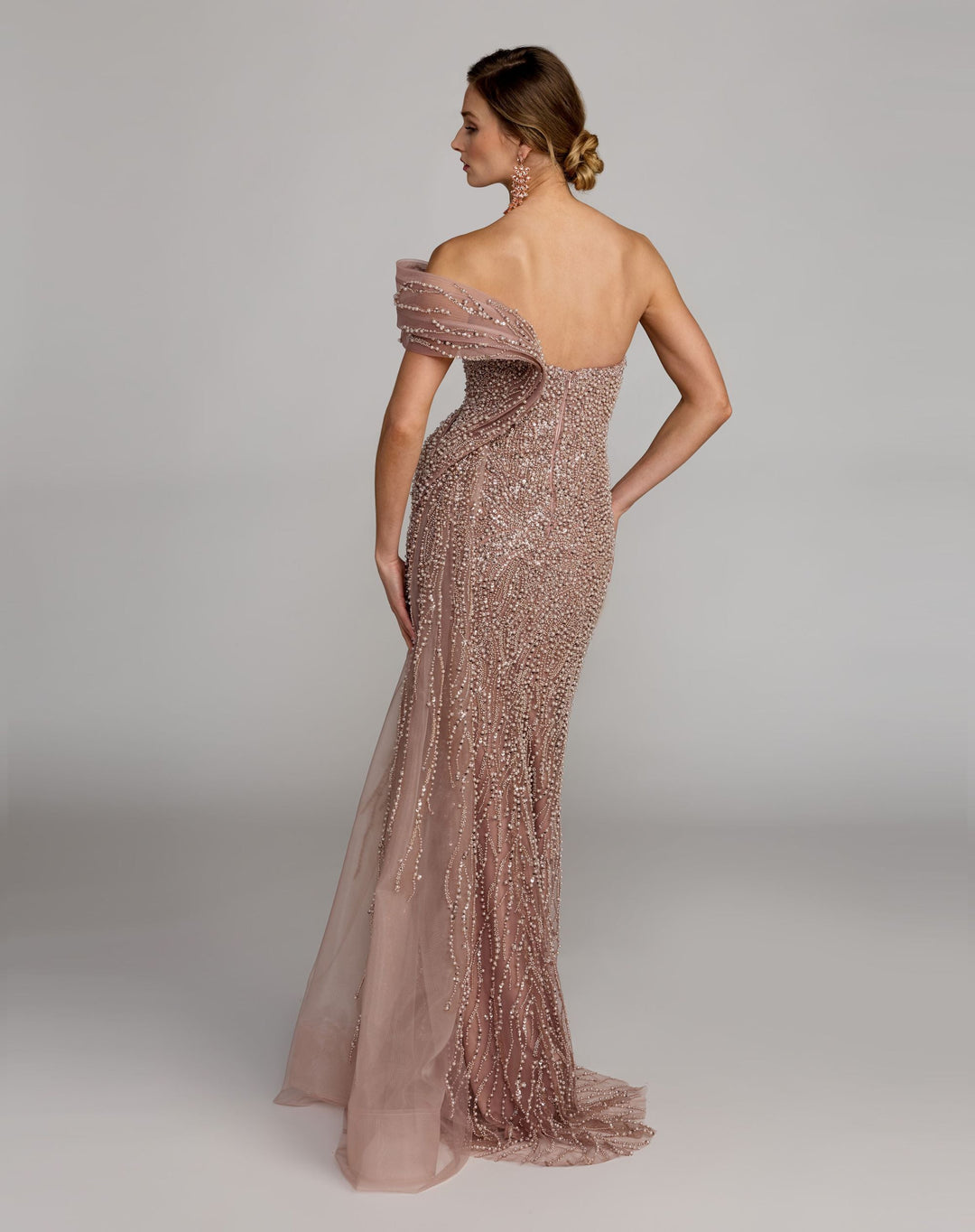 Mac Duggal 21273 One Shoulder Embellished Gown With Drape Detail
