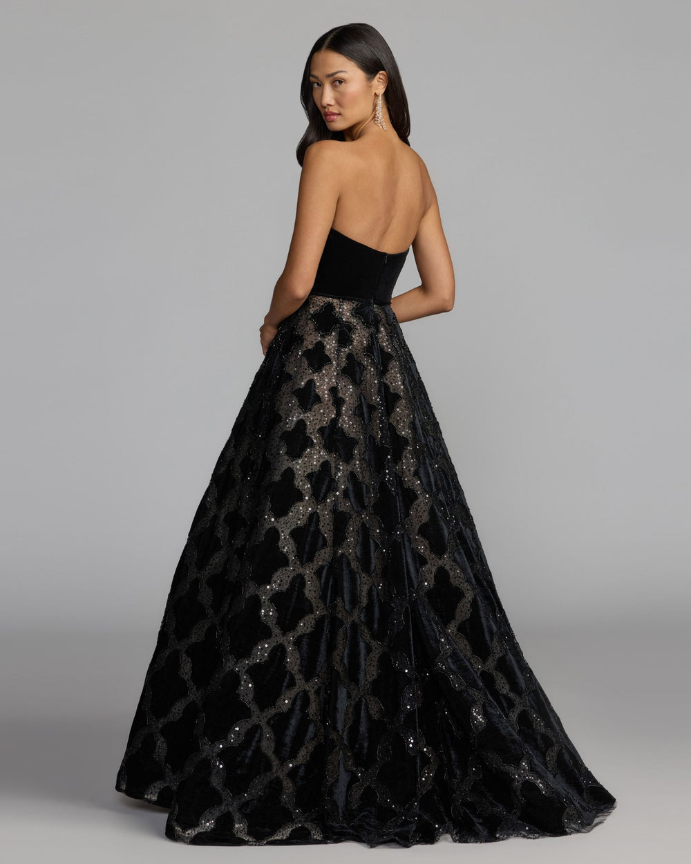 Mac Duggal 21384 Strapless Velvet Bodice Embellished Ball Gown