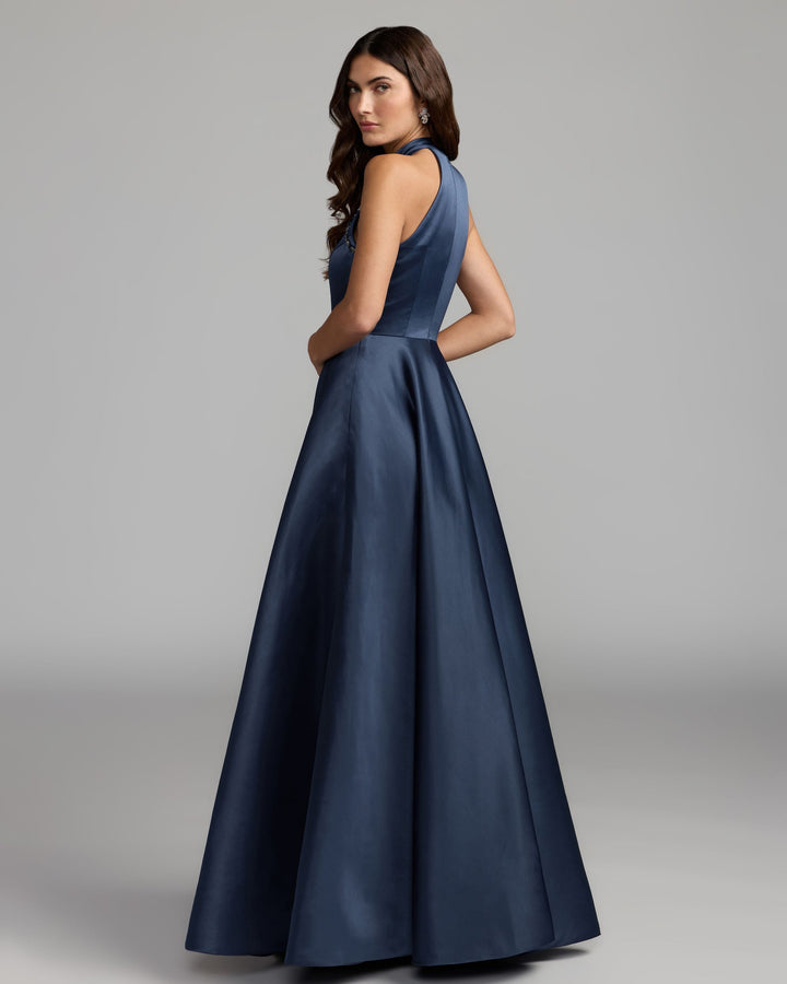 Mac Duggal 21415 Floral Sequin Appliqué Halter Ball Gown