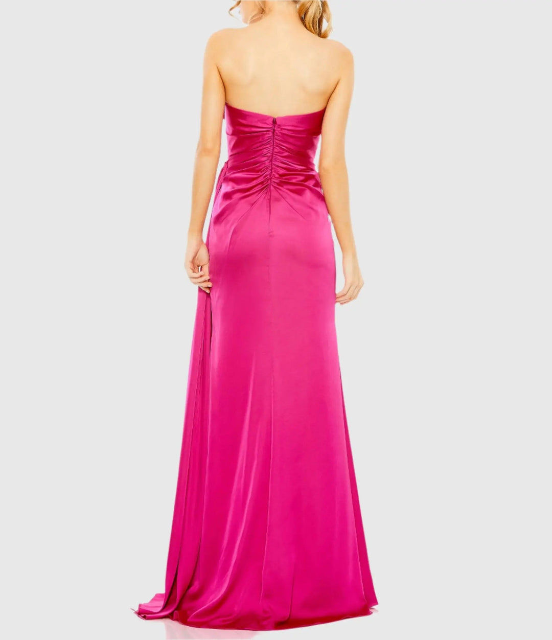 Mac Duggal 2211 Pink Strapless Embellished Sweetheart Neckline Satin Gown