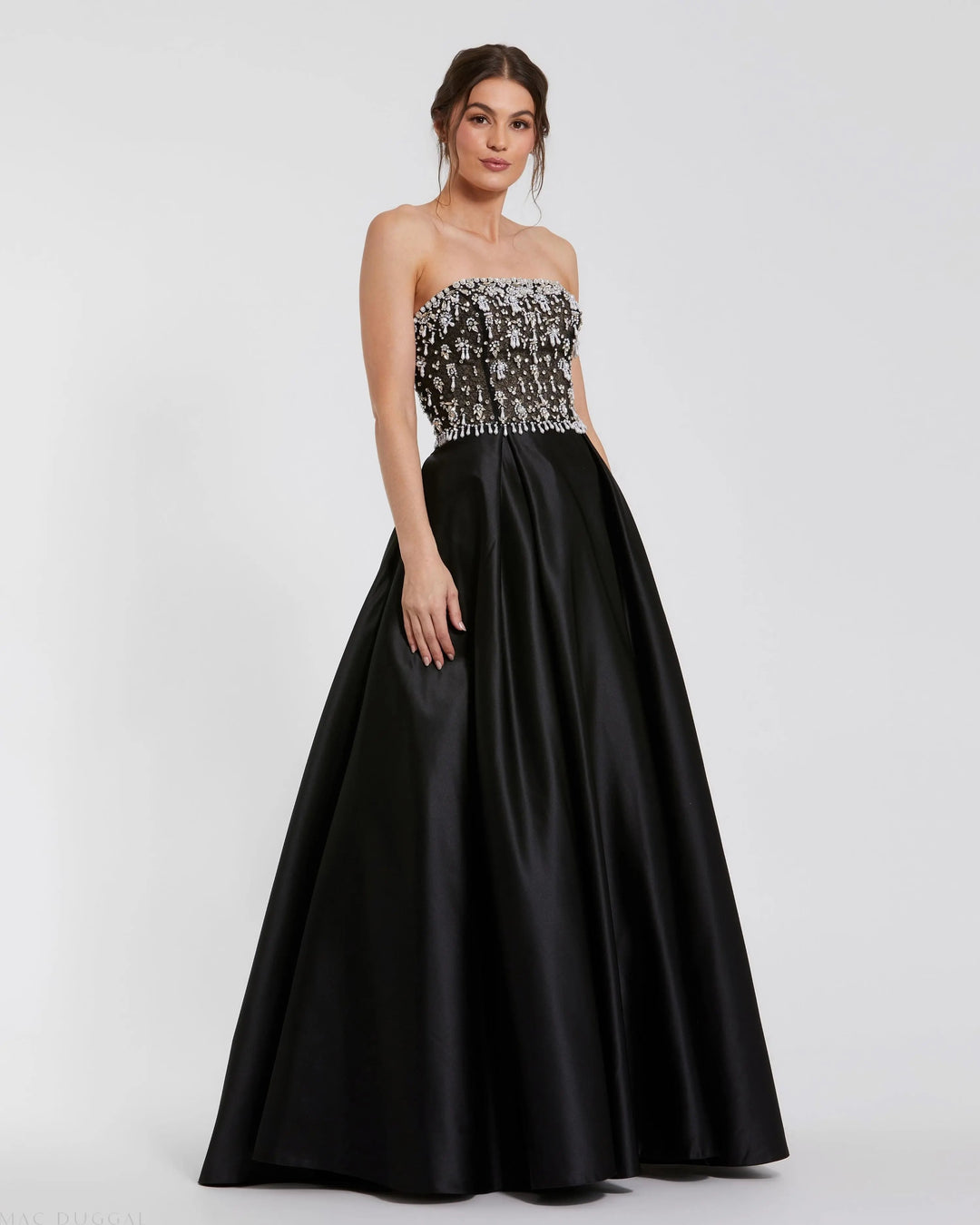 Mac Duggal 2225 Strapless Embellished Top Satin Ball Gown