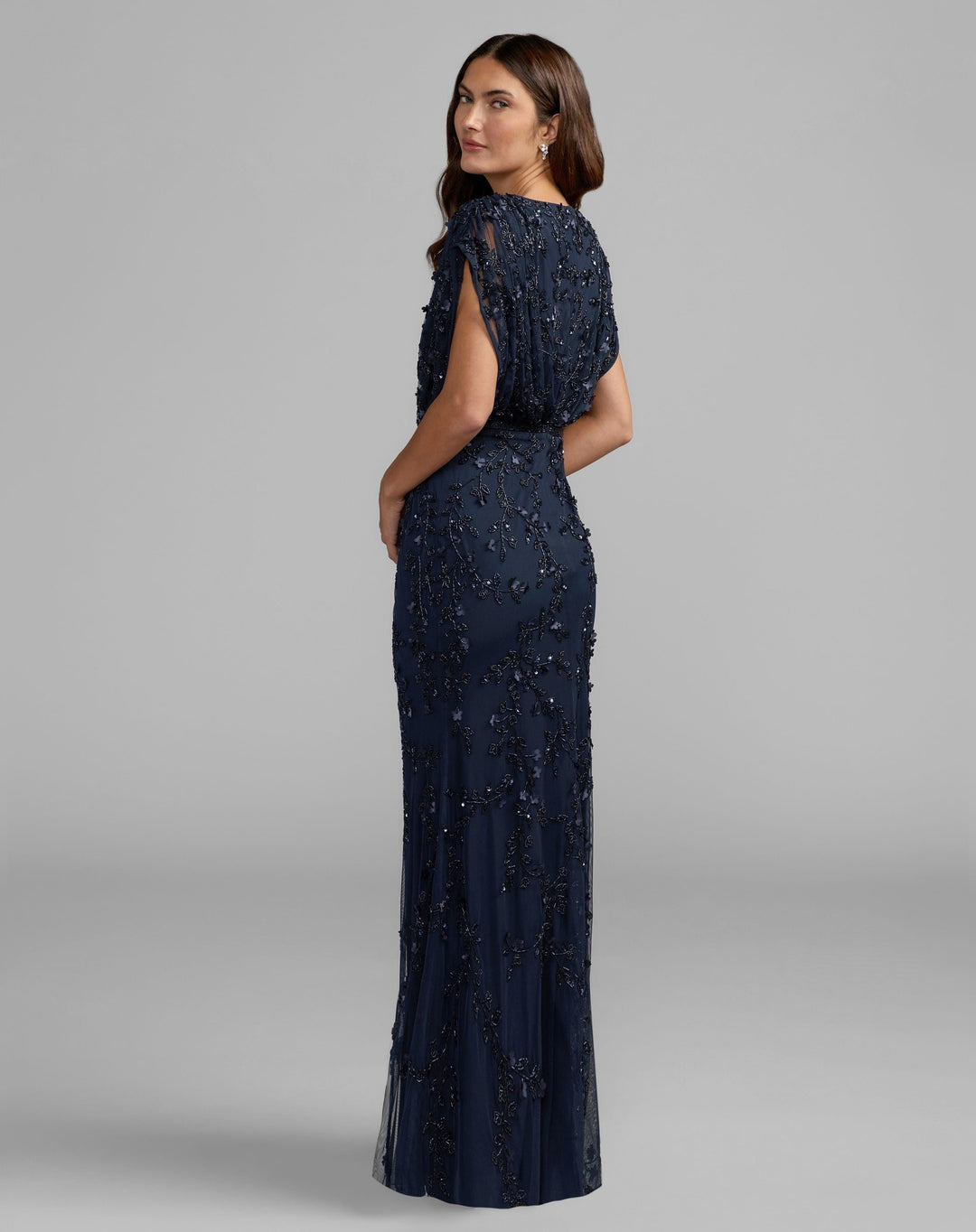 Mac Duggal 23067 V-Neck Blouson Column Gown