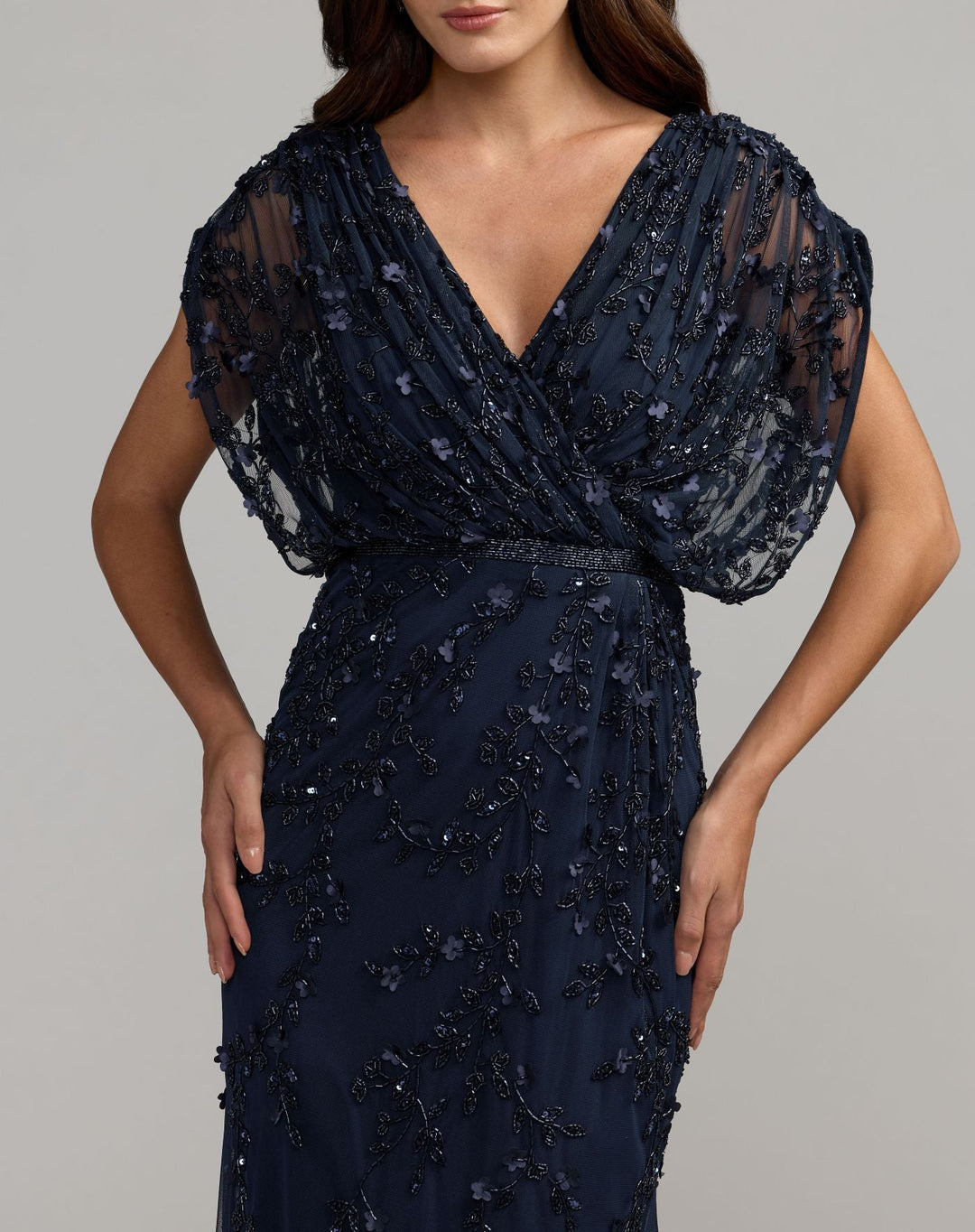 Mac Duggal 23067 V-Neck Blouson Column Gown