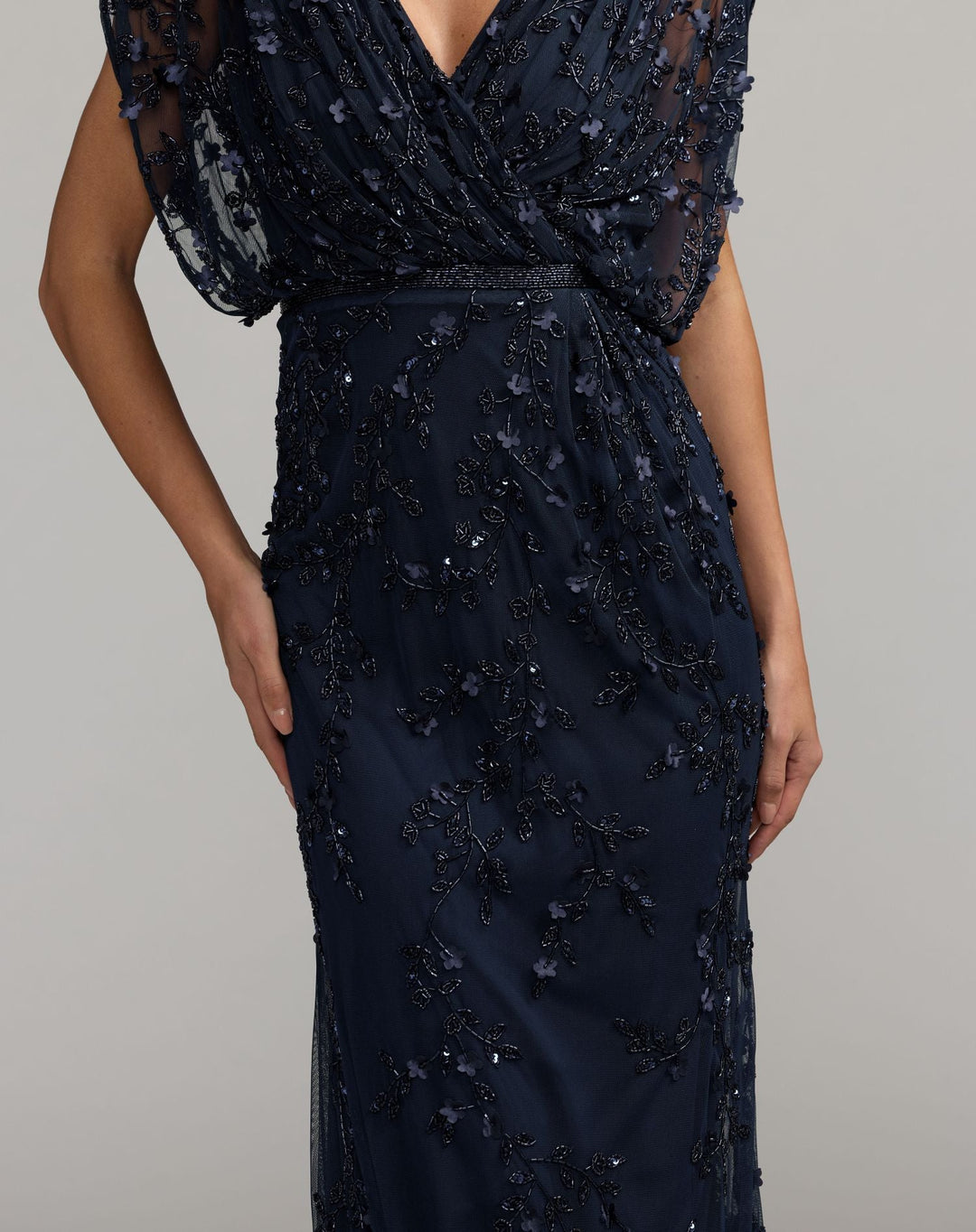 Mac Duggal 23067 V-Neck Blouson Column Gown