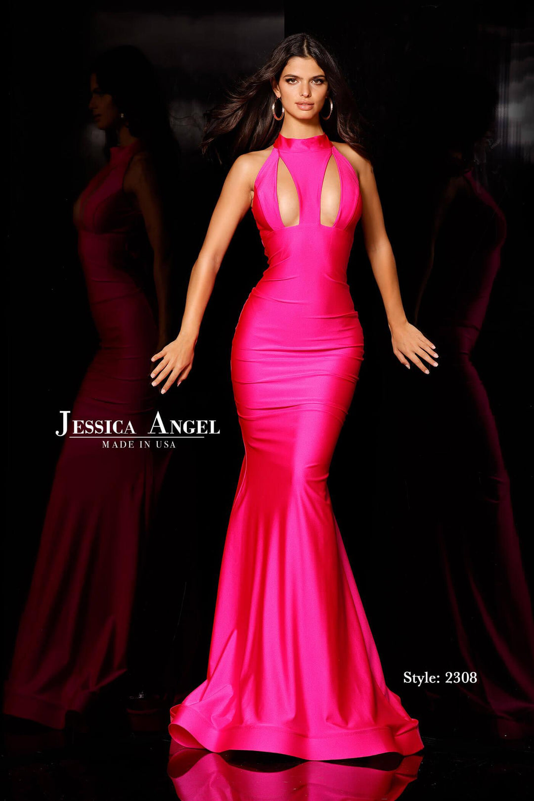 Jessica Angel 2308 halter mermaid gown front view