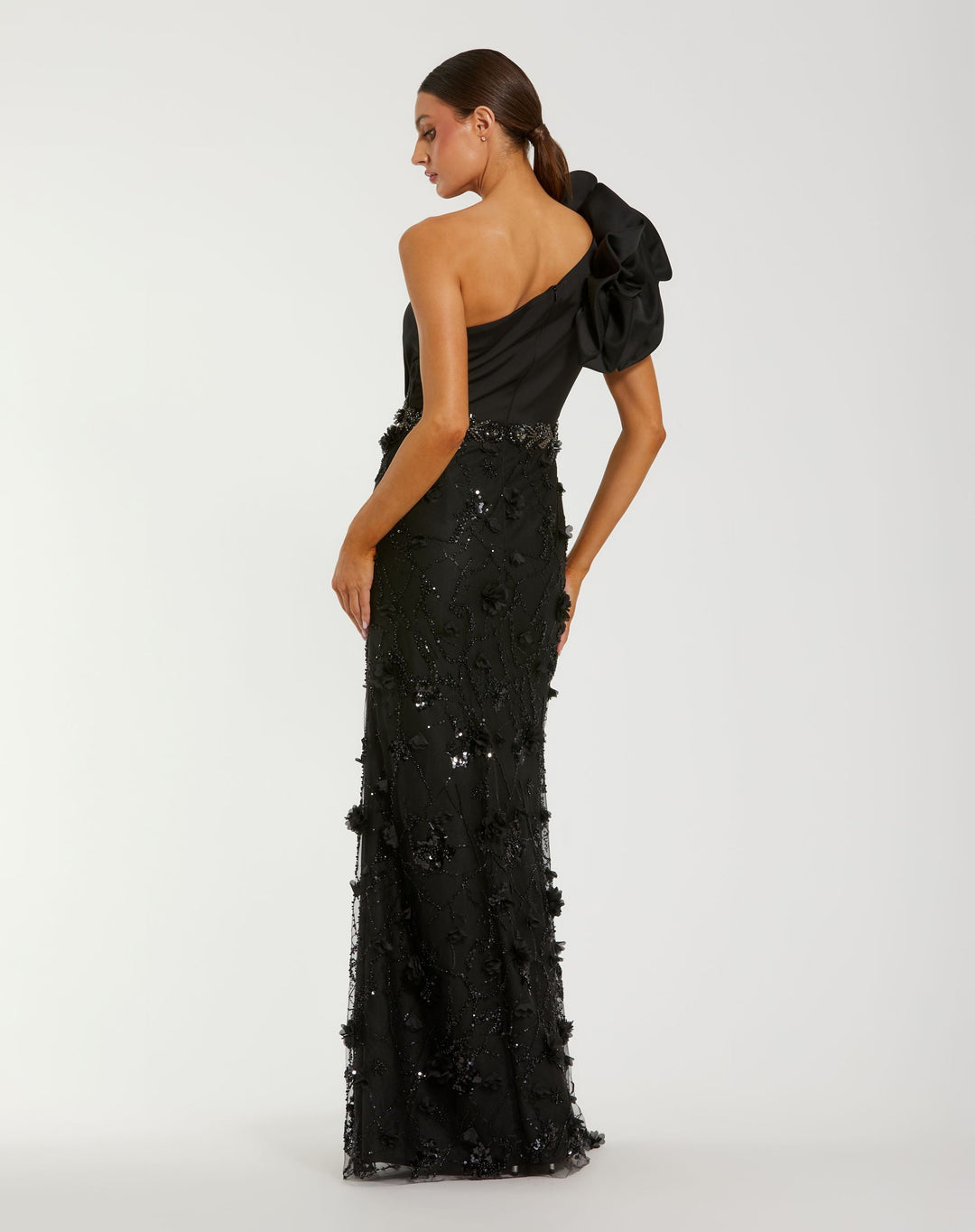 Mac Duggal 2349 Ruffle One Shoulder Embellished Evening Gown