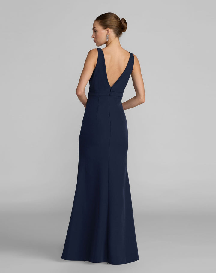Mac Duggal 2371 Sleeveless V Neck Mermaid Gown With Bow