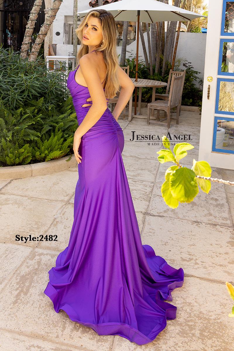 Jessica Angel 2382 cowl neck jersey mermaid gown alternate view 2