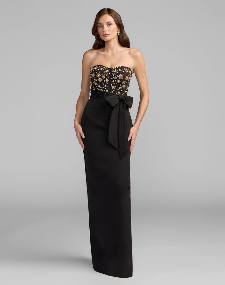 Mac Duggal 2395 Strapless Rhinestone Embellished Gown With Bow