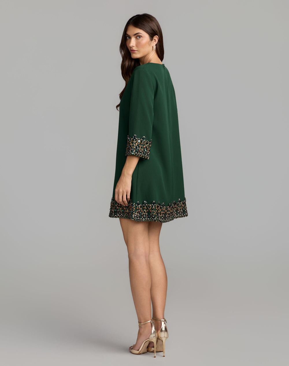 Mac Duggal 2430 Embellished Trim Mini Dress With 3/4 Sleeves
