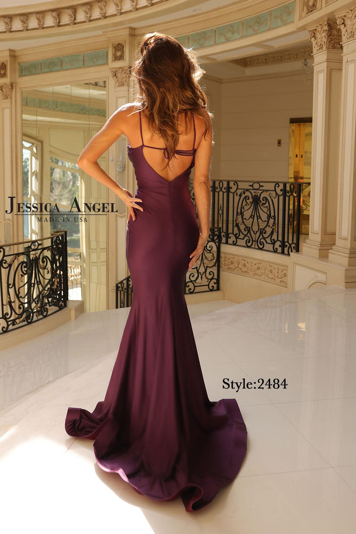 Jessica Angel 2484 halter keyhole jersey mermaid gown alternate view 4