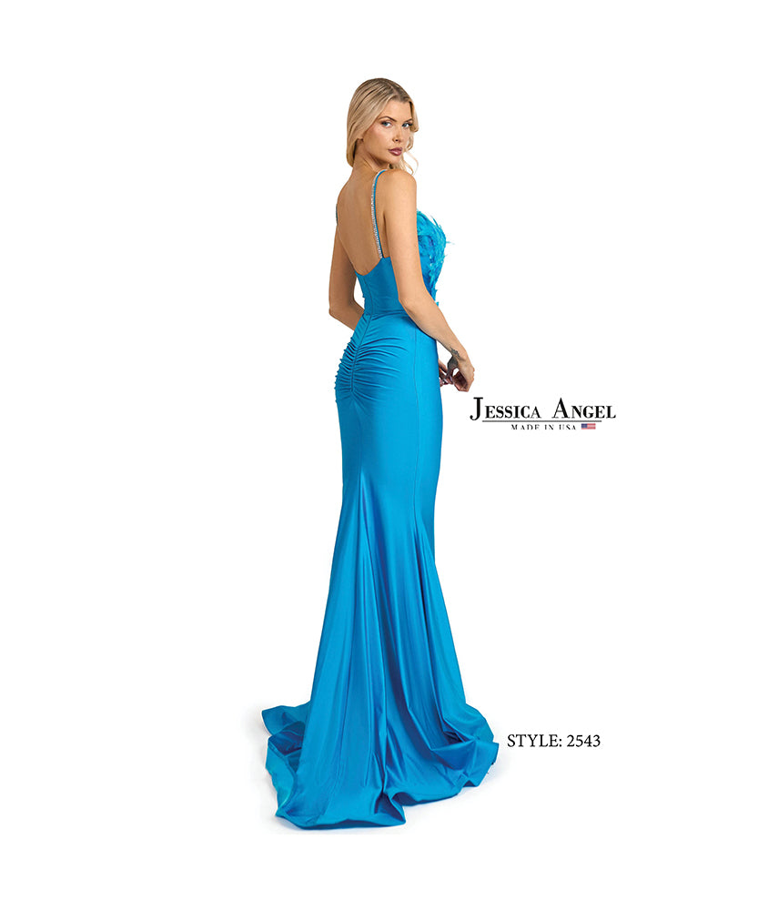 Jessica Angel 2543 embellished bodice jersey mermaid gown back view