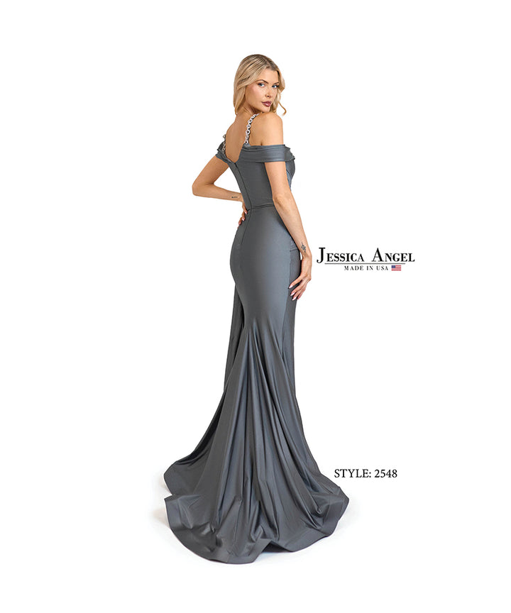 Jessica Angel 2548 embellished strap gown back view