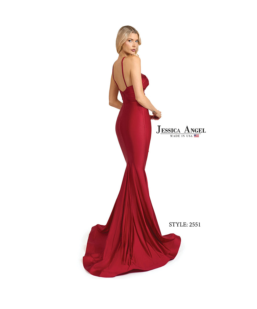Jessica Angel 2551 halter keyhole jersey mermaid gown back view
