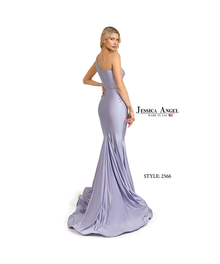 Jessica Angel 2566 jersey mermaid gown back view 2