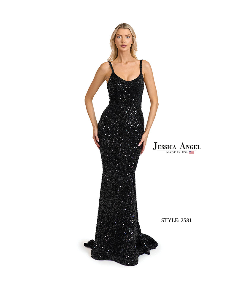 Jessica Angel 2581 scoop neck mermaid gown front view 2