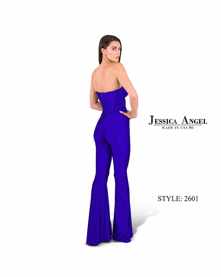 Jessica Angel 2601 Strapless Sweetheart Flared Leg Jersey Jumpsuit view 3