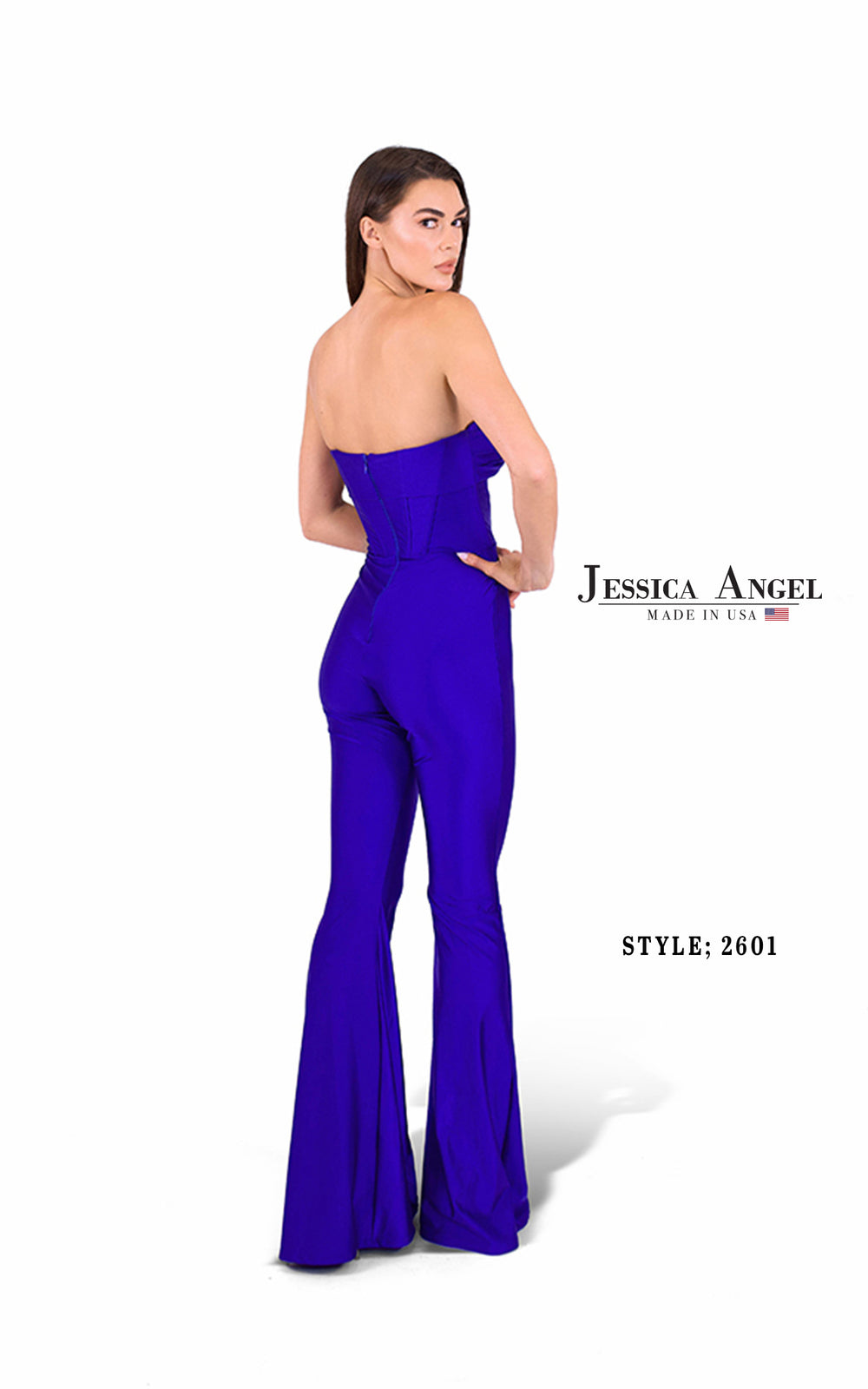 Jessica Angel 2601 strapless jersey jumpsuit back view