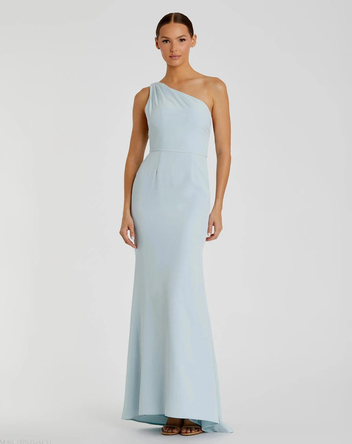 Mac Duggal 26266 Blue One Shoulder Crepe Mermaid Gown