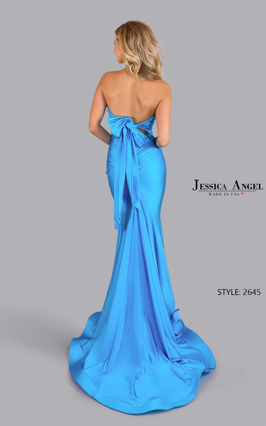 Jessica Angel 2645 long tail bow open back view 2