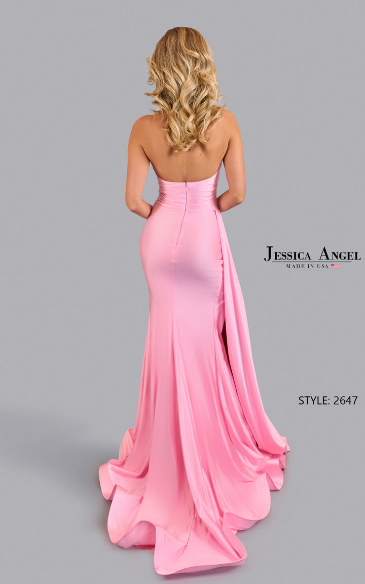 Jessica Angel 2647 halter open back jersey gown back view