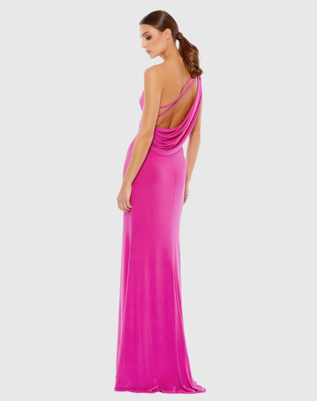 Mac Duggal 26512 Jersey One Shoulder Draped Back Gown