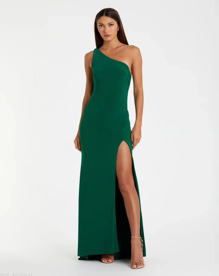 Mac Duggal 26512 Jersey One Shoulder Draped Back Gown